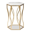 Baxton Studio Kalena Modern and Contemporary Gold Metal End Table with Marble Tabletop Baxton Studio restaurant furniture, hotel furniture, commercial furniture, wholesale living room furniture, wholesale end table, classic end table